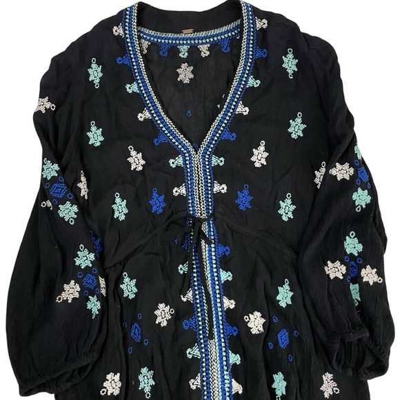 Free People Stargazer Embroidered Black Tunic Mini Dress - Picture 14 of 15